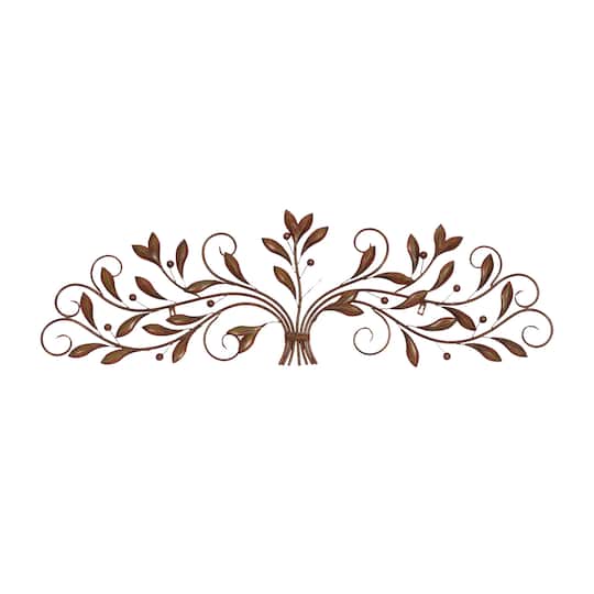 Brown Traditional Scroll & Leaf Metal Wall Accent